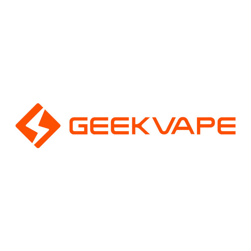 Logo de Geekvape en orange vif sur fond blanc, caractérisé par un éclair stylisé intégré dans un hexagone, symbolisant l'innovation et la puissance dans les produits de vapotage.