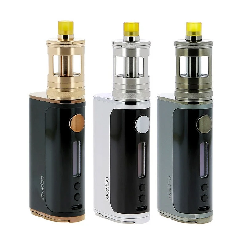 Assortiment de trois cigarettes électroniques Aspire Nautilus GT en noir, blanc et gris, chacune équipée d'un réservoir en acier inoxydable et de boutons de réglage dorés. Ce modèle est réputé pour sa fiabilité et son style élégant, offrant une expérience de vapotage de haute qualité avec un contrôle précis de la température.