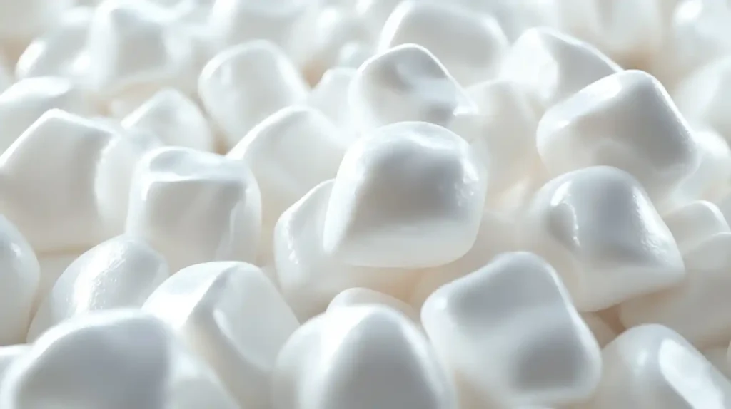 Un tas de marshmallows moelleux et sucrés, représentant la puff saveur gourmande marshmallow.